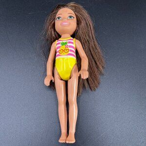 Mattel Barbie Club Chelsea Doll Brunette Smiling Pineapple Striped Top 2016